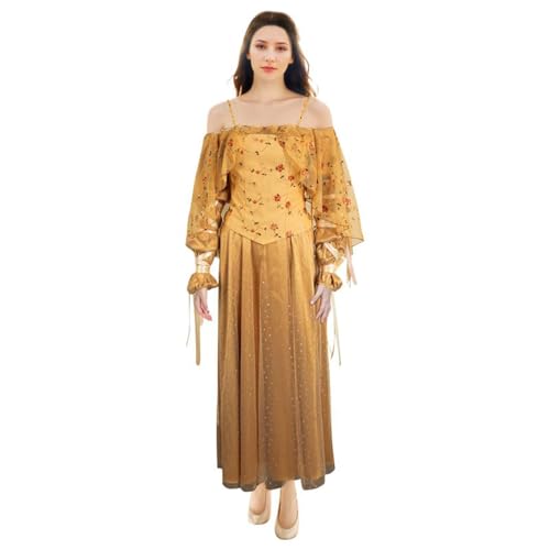 Robe de princesse jaune pour cosplay adulte et soirées d Halloween déguisées