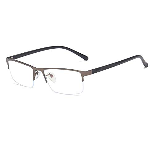 Image of Blue Light Blocking Computer Glasses Metal Semi-Rimless Frame Rectangular Business Gaming Eyeglasses Clear Lens