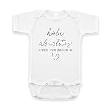 Hola Abuelitos Spanish Pregnancy Announcement Infant Bodysuit for Grandparents - Abuelito Gift for New Baby Reveal! (White)