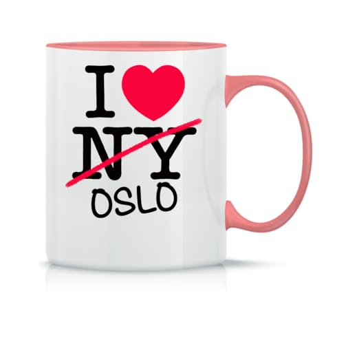 I Love Oslo Taza de Té y Café de Cerámica Clásica Blanca Negra y Rosa Mágica 330ml I Love Oslo Taza de Té y Café de Cerámica Clásica Blanca Negra y Rosa Mágica 330ml