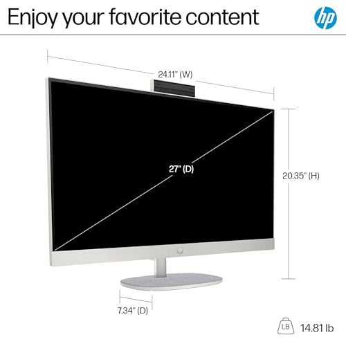 Image of HP 27 All-in-One Desktop Computer, 27 inch FHD Touchscreen, Intel Ultra 7-155U(12-core), 32 GB DDR5, 2 TB SSD, Adjustable Angle, WiFi 6, Windows 11 Pro & Microsoft Office License, with Bonus Accessories
