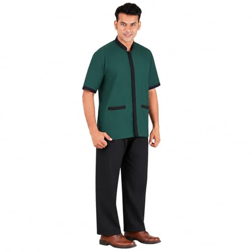 Image of FABUNIFORMS Uniform Set For Men Housekeeping, Hotel Staff, Hospital Staff Dress Set (Green)