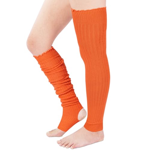 Image of Moon Wood Long Leg Warmers for Women 80s Neon Ribbed Knit Leg Warmers for Girls 80s Party Dance Sports Socks