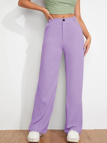 Image of Toochki Trousers for Woman Pants Women's Formal Office Korean | Black Track Pant | Straight | Cotton Spandex Stretchable Trouser | High-Waisted Bottom Wear