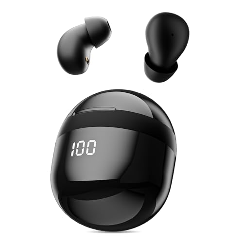 GUATTIR Mini Invisible Earbuds Wireless Bluetooth, Small Earbuds for Small Ears Canals, Tiny Discreet Sleep Headphones for Side Sleepers, Comfortable Noise Canceling Earphones for Work Gym, Black