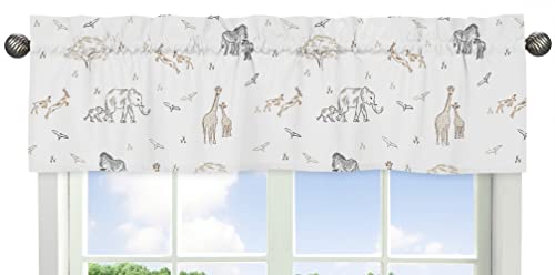 Sweet Jojo Designs Dschungel-Safari-Tiere, Fenster-Behandlungs-Volant - Hellbraun, Beige, Braun, Taupe, Schwarz und Weiß, geschlechtsneutrale Tiere, Elefant, Giraffe, Elefanten, Serengeti Collection Cover