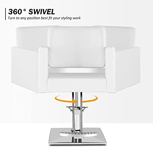 Paddie Hair Stylist Chair For Salon, 360 Degrees Rolling Swivel Barber Chairs All Purpose Beauty Spa Equipment, Max Load Weight 330 Lbs (White) #TOP3