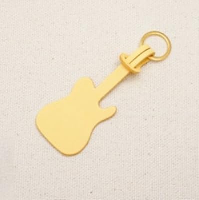 エレキギターモチーフのレザーキーホルダー(イエロー:ゴールド)