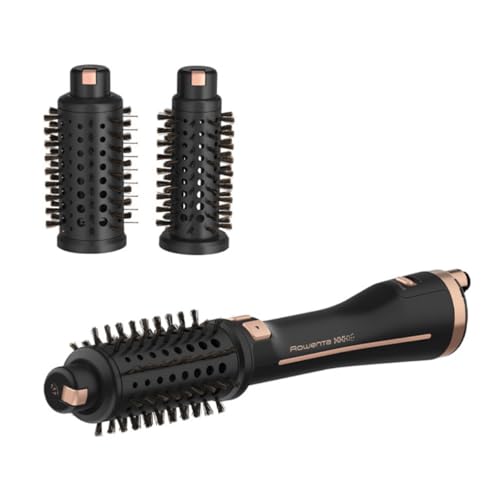 Rowenta - Rowenta Ultimate Expérience, Brosse soufflante rotative 2-en-1, Sèche, Coiffe les cheveux, 3 brosses incluses, Réduit l'électricité statique et les frisottis, Noir/Cuivre, CF9620F0