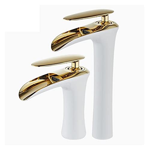 Robinet cascade pour évier et vasque design blanc or ambiance spa - 5