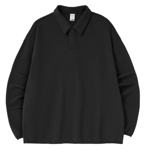 Casual Men's Hoodies Long Sleeve Polo Hoodie Trendy Washed Pullover Sweatshirts Collared Basic Tops