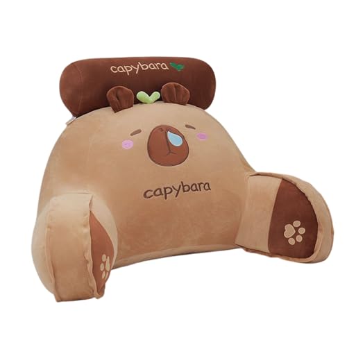 Almohada de respaldo, cojín de brazos, capibara relleno, soporte de lectura de cama, tela de felpa corta, almohada de animales para la sala de estar, sofá para automóviles para niños, relajación suave