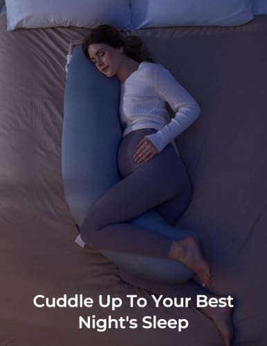 Image of Momcozy J Shaped Cooling Pregnancy Pillow, Maternity Pillow for Sleeping