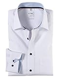 Kragenform: New Kent OLYMP Herren Oberhemd Langarm Luxor,Uni,Comfort fit,New Kent,Weiß 00,46