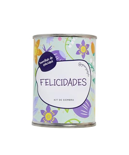 iGreen Flores en Lata Felicitación - Kit de Cultivo de Flores para Regalar - Idea de Regalo Sostenible - Lata de Aluminio con Semillas de Flores Silvestres (Felicidades)