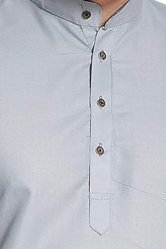 Image of DIVISIVE Men's Plain Cotton Blend Linen Slim Fit Kurta Pyjama Set