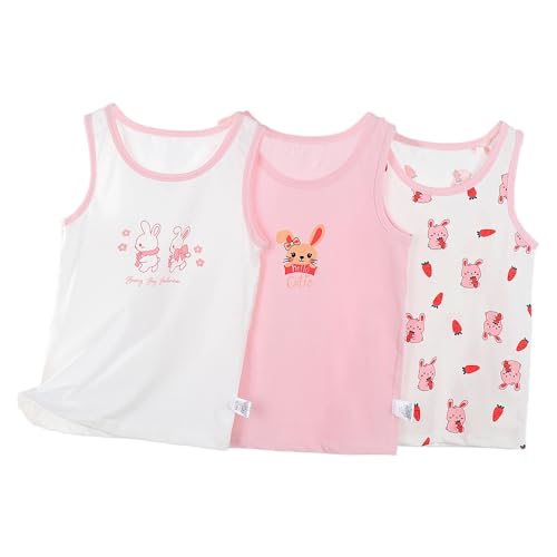 Camisetas de Tirantes para niñas Camisolas de Verano de algodón Rosa Conejito para 5-6 Años