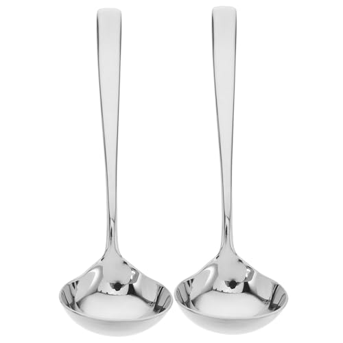 CLISPEED 2 piezas Cucharas para Salsa de Acero Inoxidable de Cucharones para Salsas y Caldos con Mango Ergonómico para Cocina Profesional y Hogar