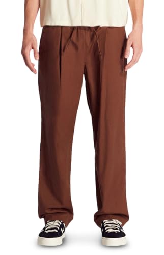 PacSun Men's Brown Linen Straight Trouser Pants
