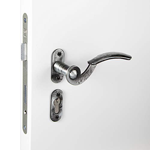 GedoTec Türgriffe schwarz matt Antik | TILLY-R | 1 Türgriff Set - Design Drückergarnitur Gartentor aus Schmiedeeisen | PZ Profilzylinder | Türbeschläge Innentüren Drückergarnitur Haustür - Image 3