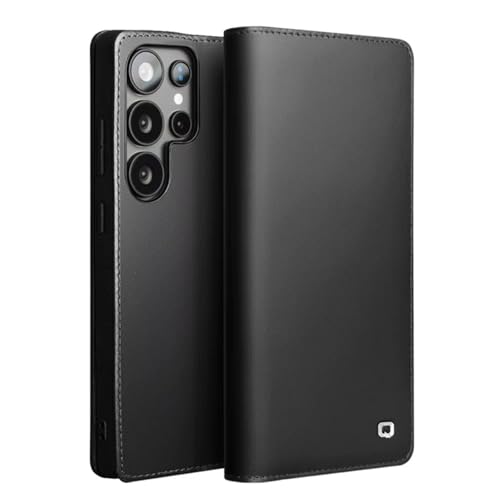 Étui portefeuille cuir véritable Samsung S25 Plus noir fait main