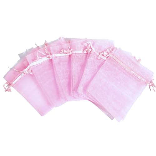 RKC Divine Design By RKC Jewelz London 100pc 10x12cm Pink Organza Drawstring Gift Bags for Jewellery Rings Earrings – Christmas Birthday Party Pouches – Luxury Presents Women Girls Mum