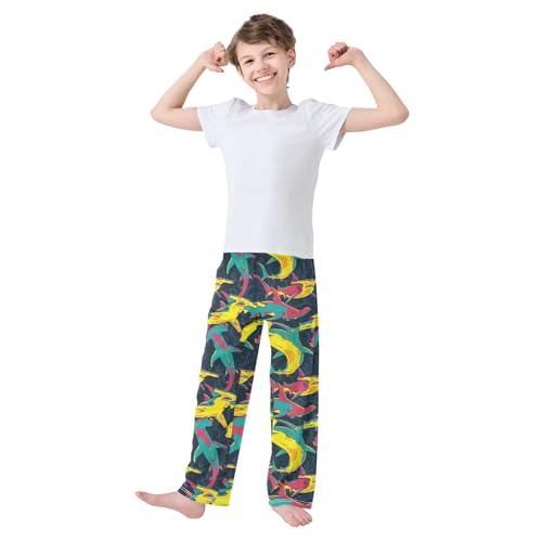 Boys' Pants Colorful Pop Art Hammerhead Shark Long Bottoms Jogger Pants Elastic Waist Trousers with Pockets S-XL2