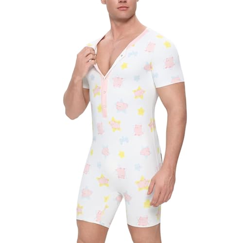 Mameluco de manga corta para hombre y pijama de una pieza de cerdito 5