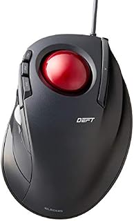Elecom DEFT Trackball Mouse, Wired, Finger Control, 8-Button Function with Smooth Tracking, Ergonomic Design, Optical Gaming Sensor, Smooth Red Ball, Windows11, macOS (M-DT2URBK-G)