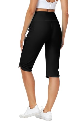 Image of AOBUTE Womens Swim Capris Pant Sun Protection High Waisted Swimming Leggings with Pockets (No Lining)