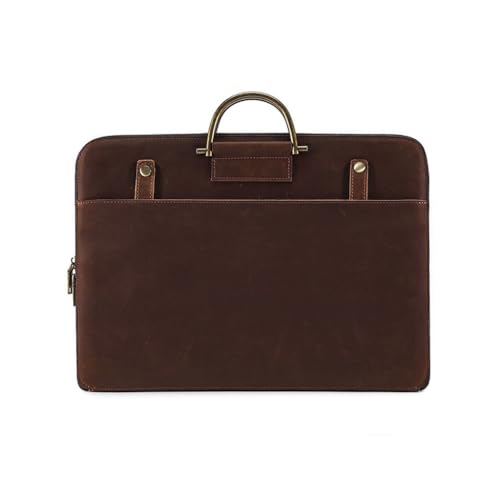 JSEIAJB Vintage handbag crazy horse leather men's business handbag multifunctional computer bag light briefcase