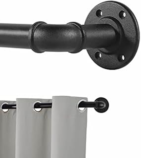 Czarne karnisze do zasłon z przelotkami, industrialne, metalowe, rozsuwane, do okien 80218 cm
