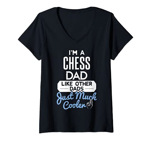 Womens Cool Fathers Day Design Chess Dad V-Neck T-Shirt, Black