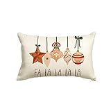 Artoid Mode Aquarell Weihnachtskugeln FaLaLaLaLa Weihnachten Kissenbezug, 30x50cm Winter Zierkissenbezug Couch Wohnzimmer Deko