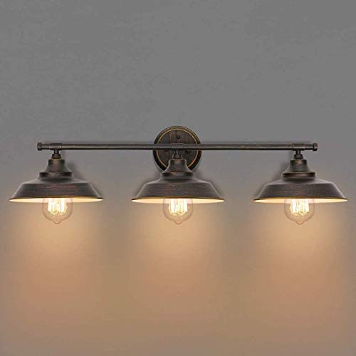 Luz Espejo Baño Retro 80CM, Lámpara de Espejo Maquillaje-Luz Aplique para Baño E27 3-Luz Vintage Industrial Lámpara de Pared para Baño, Iluminación Espejo, Luz incluida