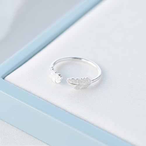 Bague ailes d'ange double plume en argent sterling 925 ajustable - 4