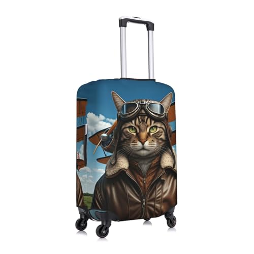 Pilot Cat Travel Luggage Cover Fits 18-32 Inch Luggage, Elastic Suitcase Cover Protector with Concealed Zipper for Wheeled Suitcase Tsa Approved3