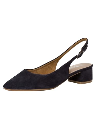 Tamaris Damen Sling Pump mit Blockabsatz Leder, blau, 39 EU