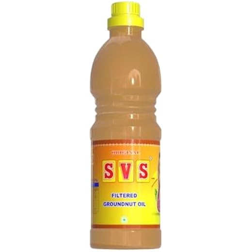 SVS Filtered Groundnut oil Pure & Unrefined Cold Pressed (Peanut) oil,Kolhu/Kacchi Ghani/Mara Chekku/Ganuga,Naturally Cholesterol Free,1L,Groundnut oil Rich Aroma & Flavour of Real Groundnuts
