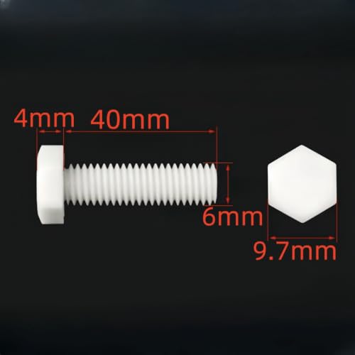 Image of NACX M6 x 40mm Nylon Hex Head Cap Screws Bolts, Full Thread, 30Pcs