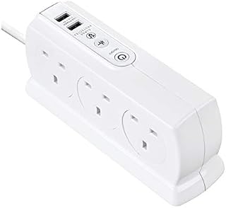 Masterplug SRGDSU62PW-MP Heavy Duty Six Socket Switched Surge Protected Extension Lead with 2 USB Ports, 3.1 Amps, 2 Metre, 18 x 7 x 6 cm, White