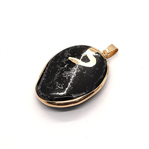 Pendentif pierre semi-précieuse ovale dorée pour bijoux d'exception