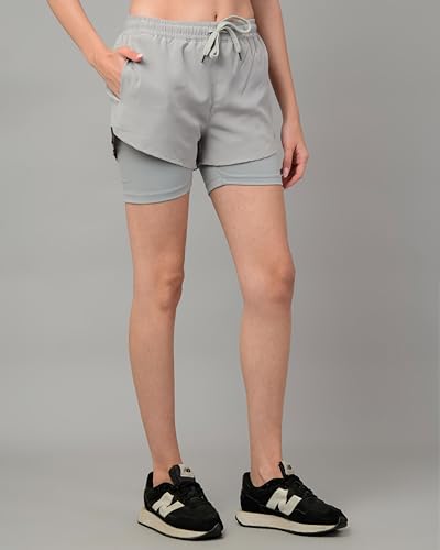FUSEFIT Women's NSL TWIN Shorts, LT GREY, 34