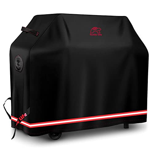 Turtle Life Housse Barbecue imperméable, Housse de Barbecue Extérieur, Housse Barbecue Gazde à gaz 3-4 brûleurs, Housse de Protection pour BBQ, Ne S'efface Pas en 2 Ans, Noir 136x70x114CM