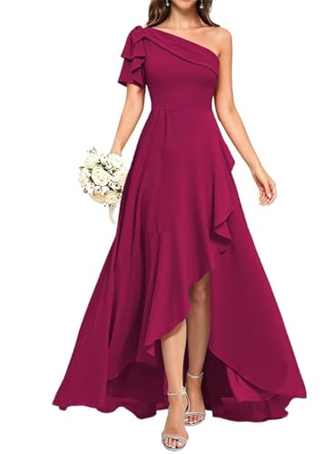 Robe de demoiselle d'honneur asymétrique robe formelle plissée longue