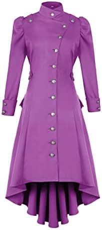 Oiefeen Women's Medieval Gothic Tuxedo Victorian Long Trench Jacket Halloween Costume (3XL, Purple) …