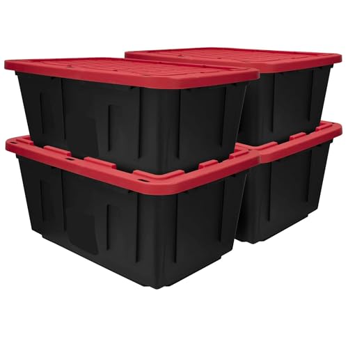 4-Pack 27-Gallon Heavy Duty Plastic Storage Bins