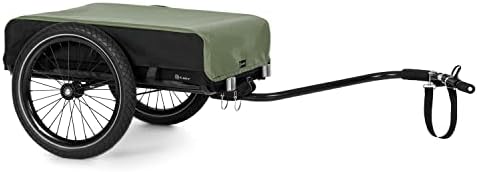 Klarfit Companion Bike Trailer Cargo Trailer Trolley - Loading Area: 42 x 63 cm/Approx. 50 L / 2 Beverage Crates, 40 kg Load, Powder-Coated Steel Frame, 16 Wheels, Waterproof Cover, Black/Wood