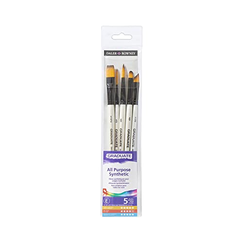 Daler Rowney Graduate penseelset van 5 penselen, voor waterverf, synthetisch