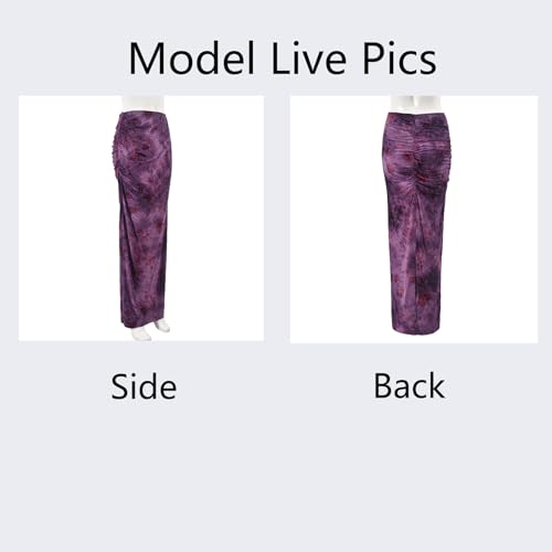 Long Skirt for Women High Waist Ruffled Maxi Skirt with Slit Trendy Vacation Activewear4